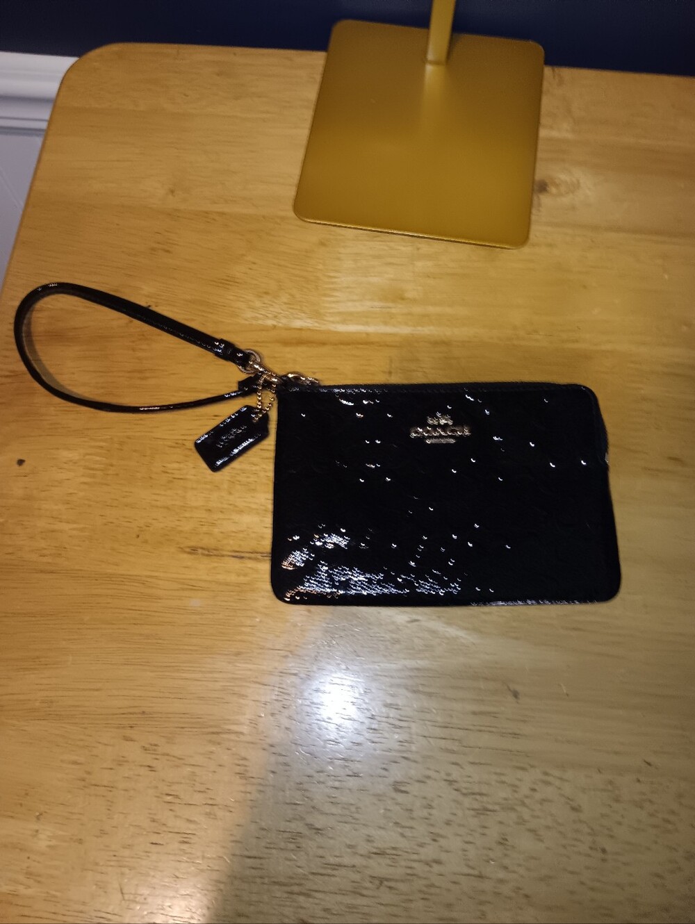 Coach Black Leather Zippy Wristlet